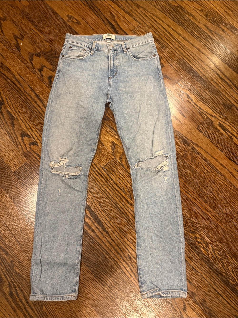 Agolde Toni mid rise straight pristine distressed denim